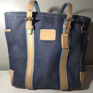 Coach Hampton Denim And Leather Shoulder Bag
